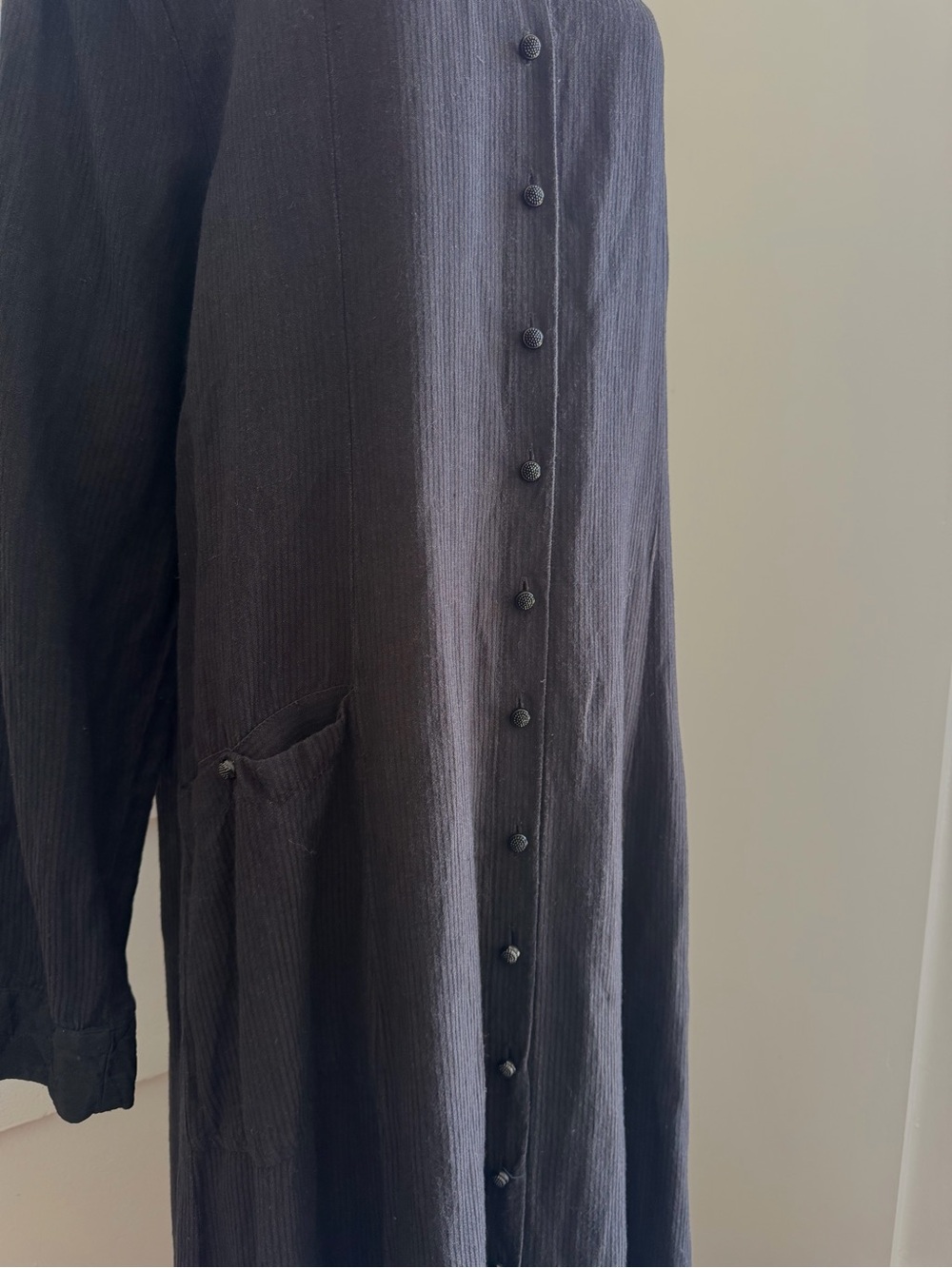 Vintage FLAX by Jeanne Engelhart Black Linen Button-Down Maxi Dress size M - Picture 3 of 8